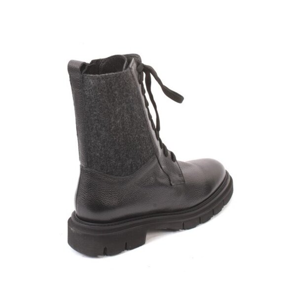 Luca Grossi 453 Black Leather Elastic Zip-Up Lace-Up Ankle Boots - Picture 4 of 8